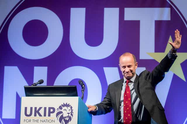 Newly elected UKIP leader Henry Bolton speaks at the party's conference in Torquay