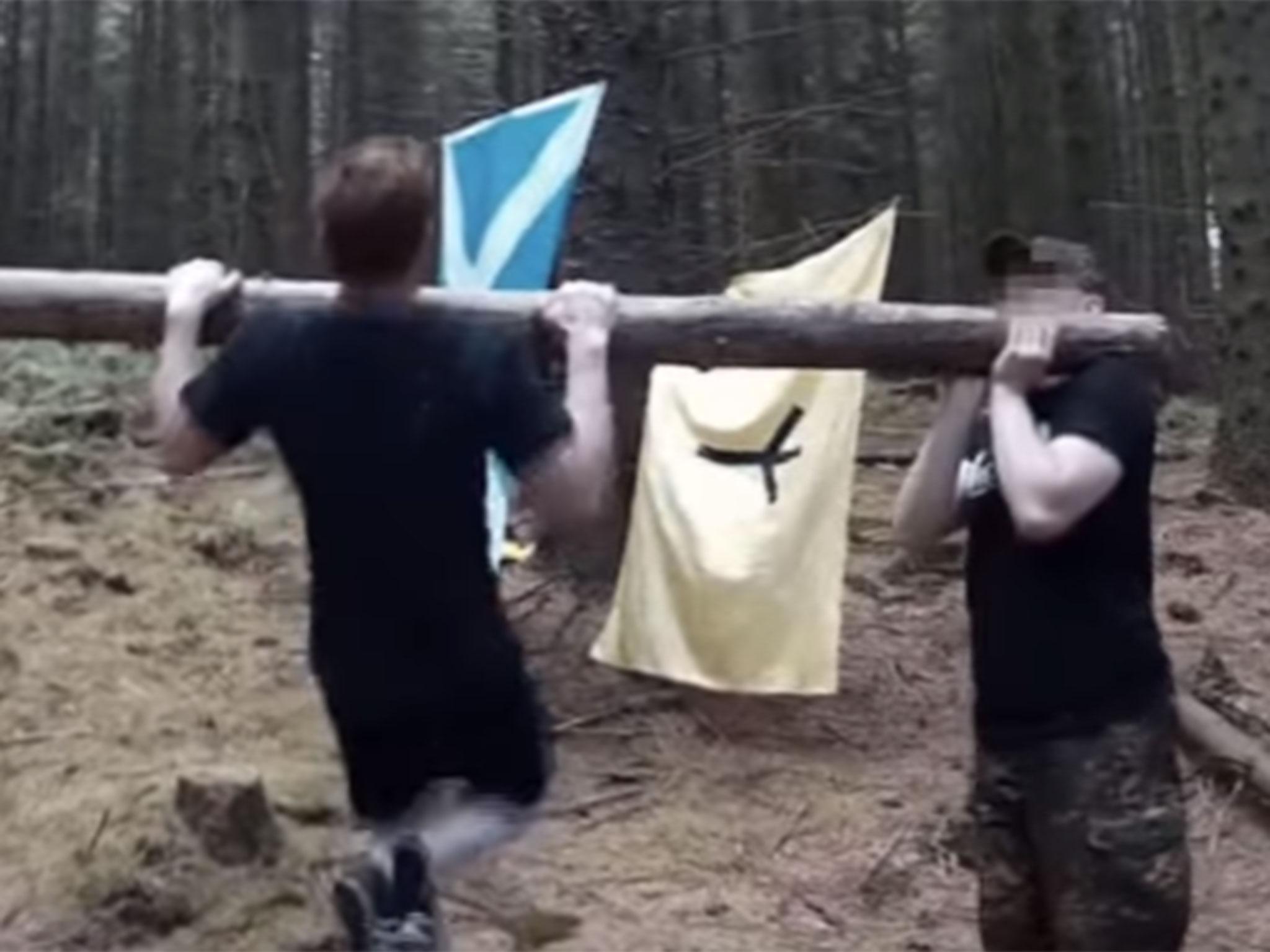 Members of Scottish Dawn undergoing combat training, shown in a video called Braveheart Fight Club uploaded in September 2017