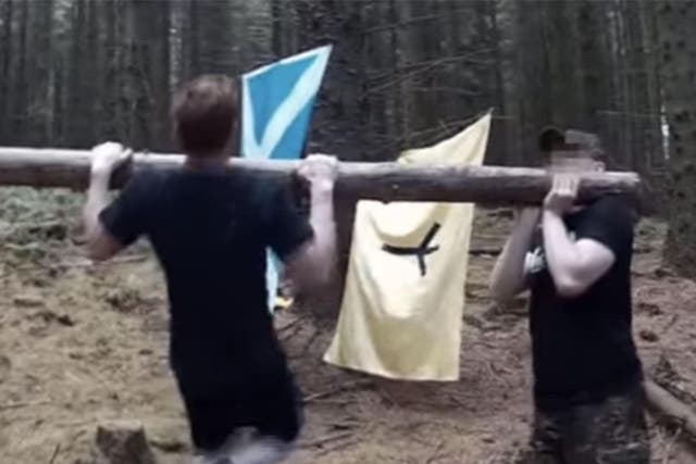 Members of terror group Scottish Dawn undergoing combat training, shown in a video called Braveheart Fight Club uploaded in September 2017