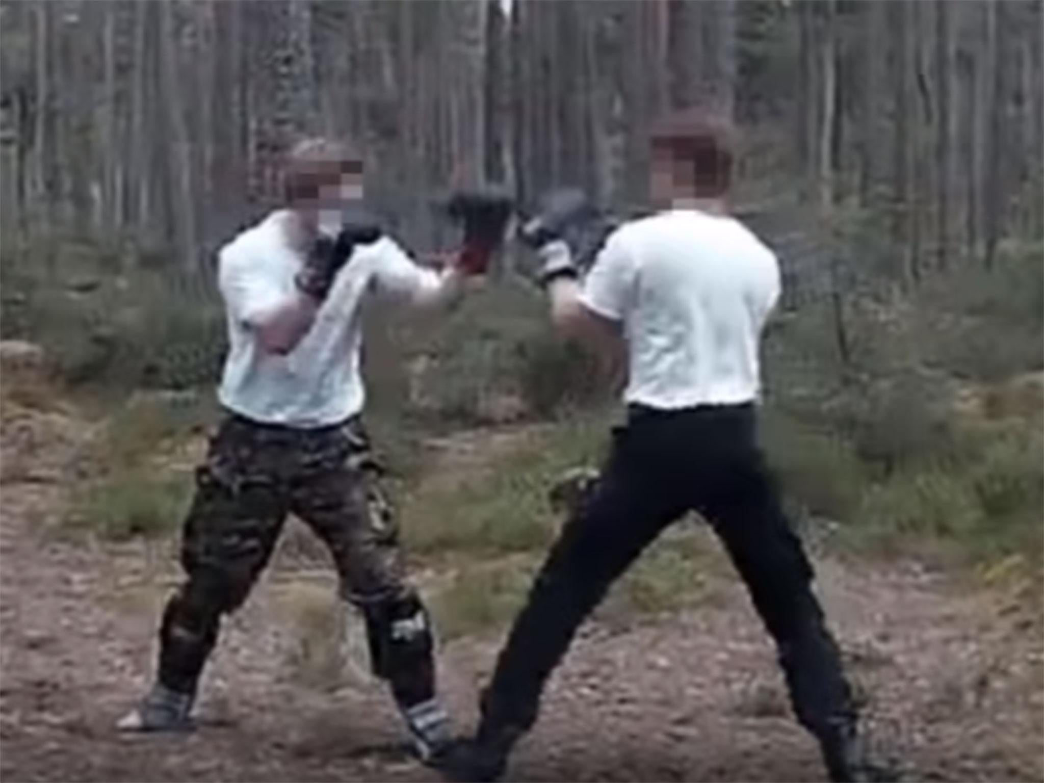 Members of Scottish Dawn undergoing combat training, shown in a video called Braveheart Fight Club, September 2017