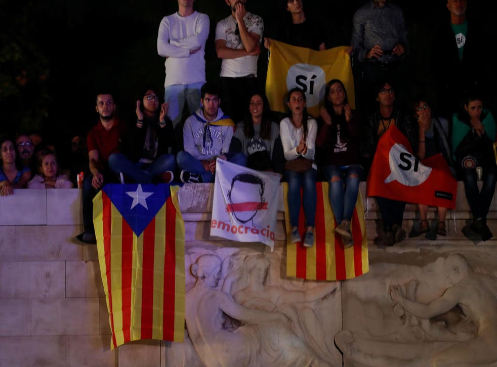 Supporters of Catalan independence at a rally in favour of the banned October 1 independence referendum in Barcelona, Spain September on 29, 2017