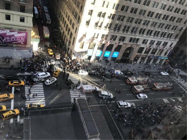 The scene around Penn Station was chaotic