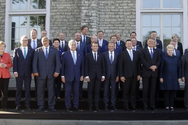 The Prime Minister, pictured far right, is distanced from other EU leaders