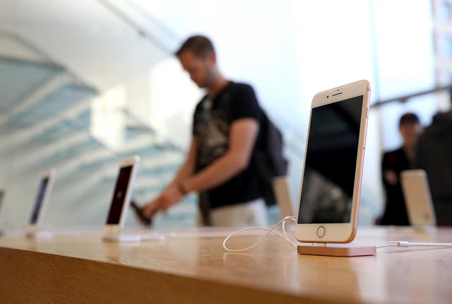 The new iPhone 8 on displayed at an Apple Store in San Francisco, California