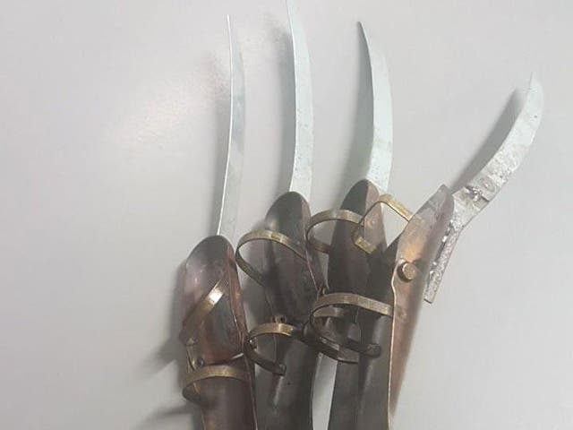 The 'Freddy Krueger' style glove recovered from a knife amnesty bin