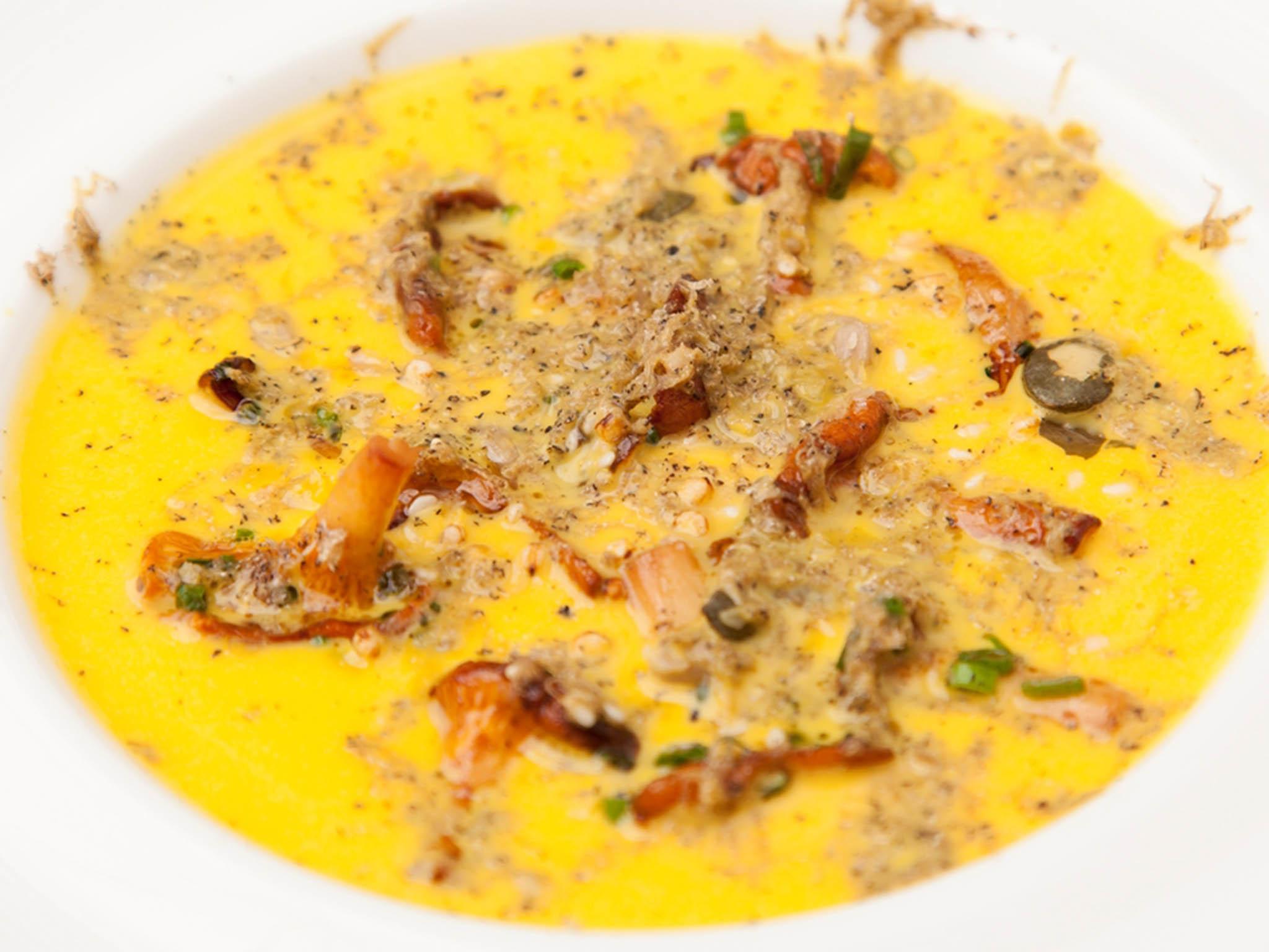 Hello yellow: the pumpkin velouté with wild mushrooms by Colin McGurran
