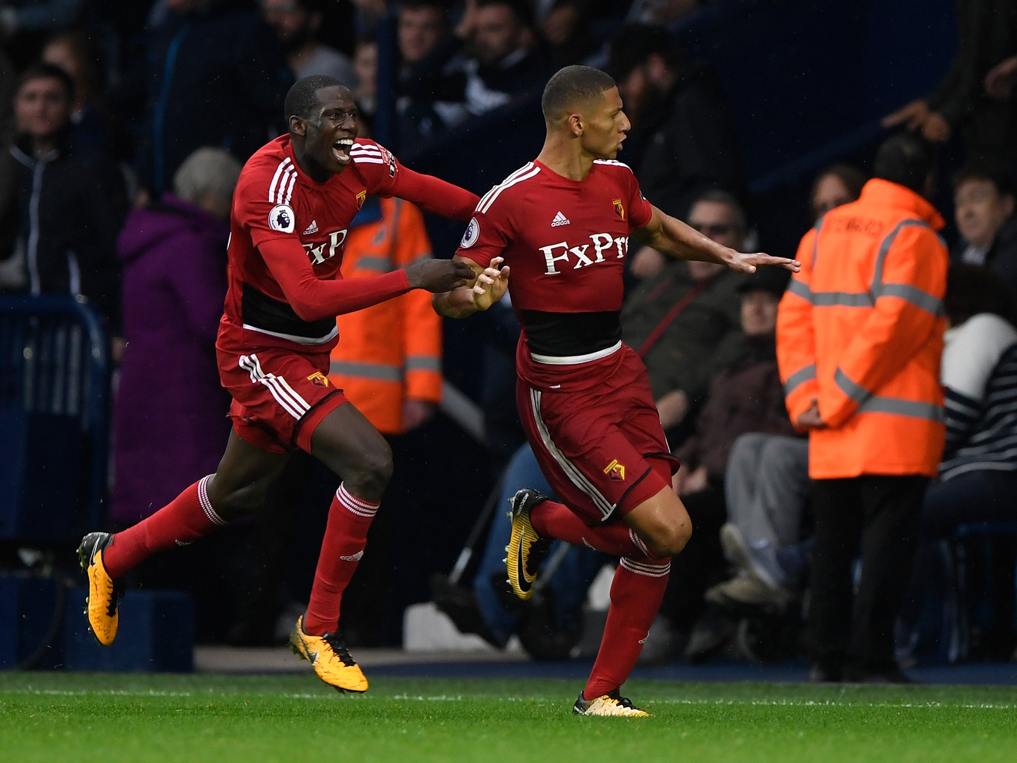 Richarlison celebrates scoring Watford's equaliser against West Bromwich Albion in their 2-2 draw