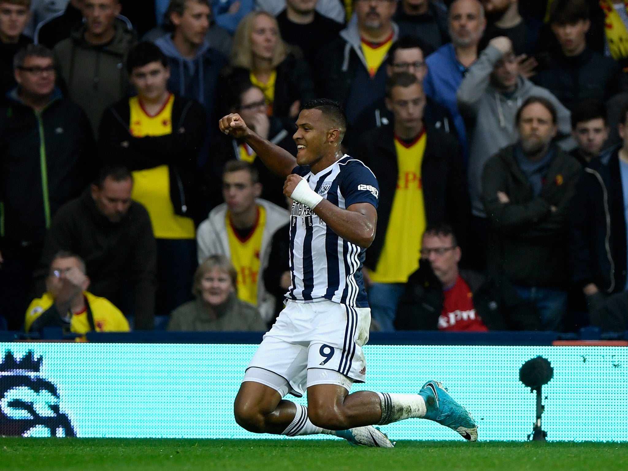 Salomon Rondon celebrates putting West Brom into the lead