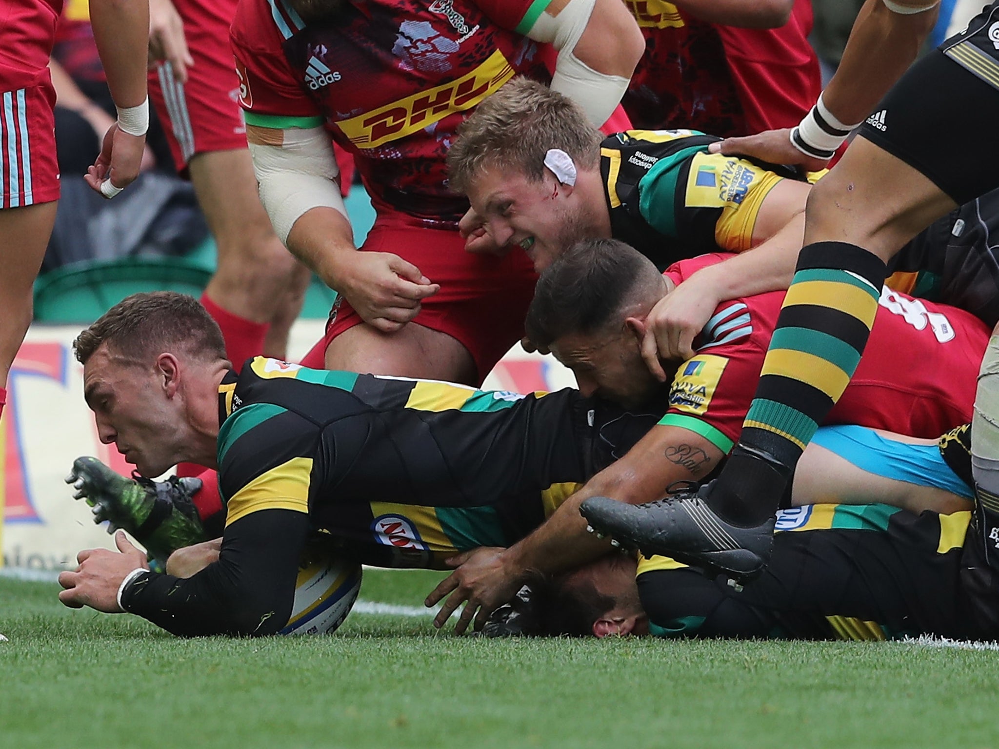George North scored a try as Northampton Saints beat Harlequins 30-22