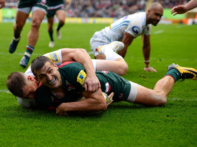 Jonny May scored his fifth try in as many matches for Leicester in their 20-13 win over Exeter