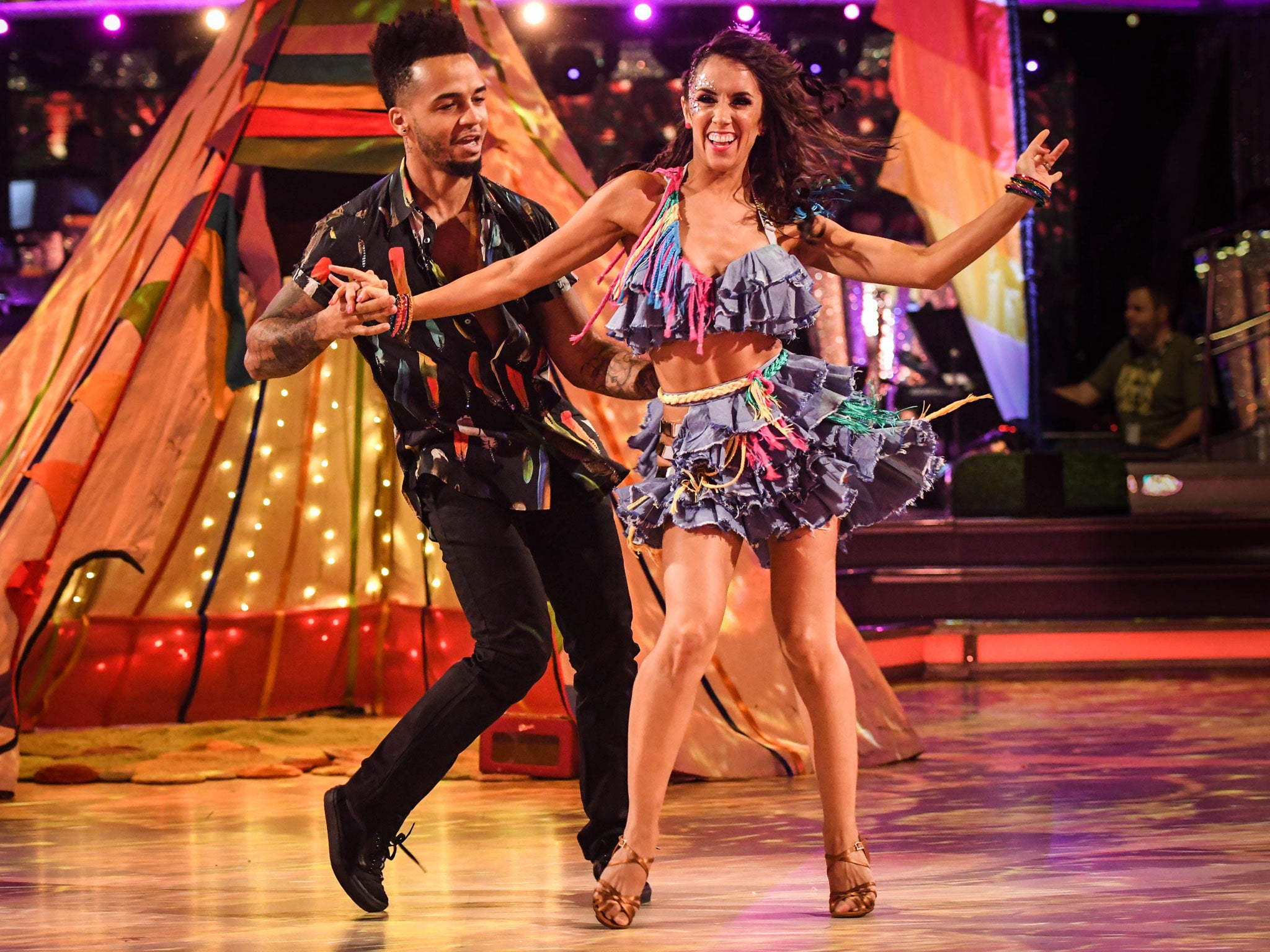 Aston Merrygold and his dance partner Janette Manrara in a dress rehearsal before the live show