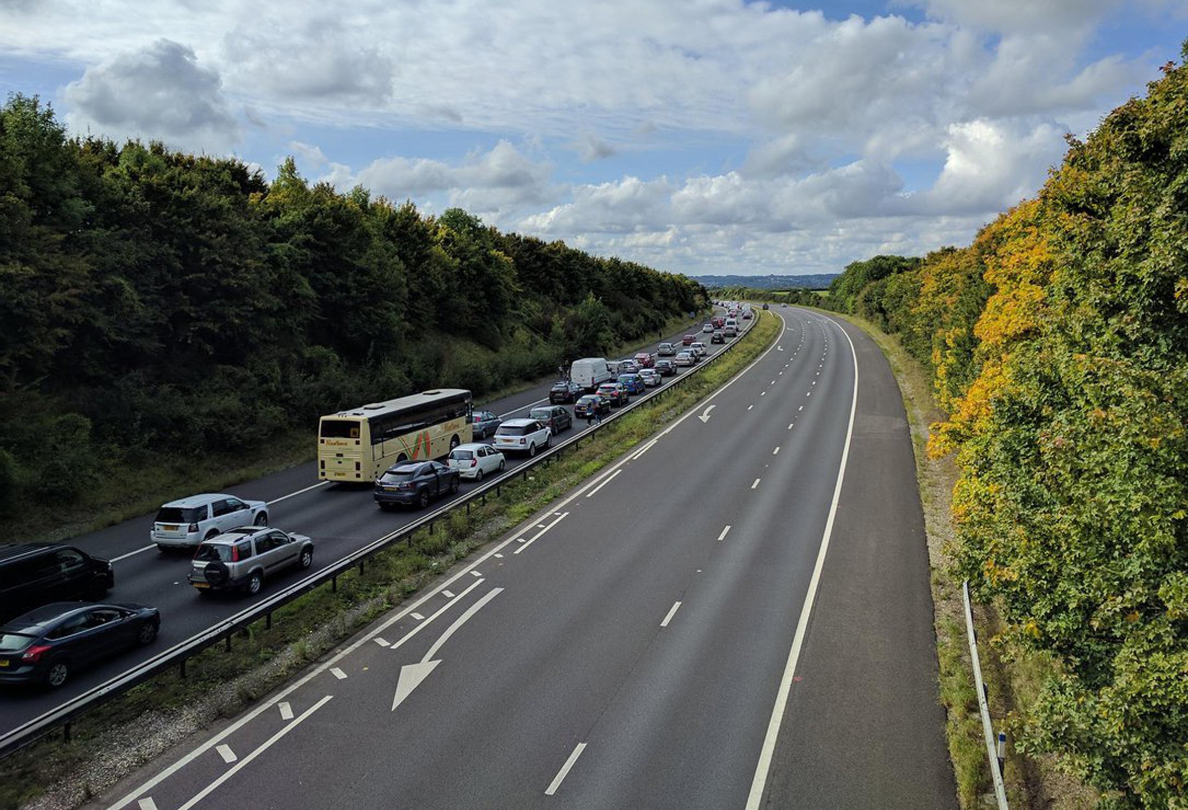 Traffic at standstill on the M3 motorway after police shut a section of the motorway