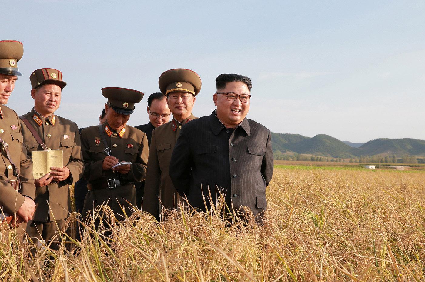A photo released by North Korea's Korean Central News Agency (KCNA) shows Kim Jong Un visiting a farm