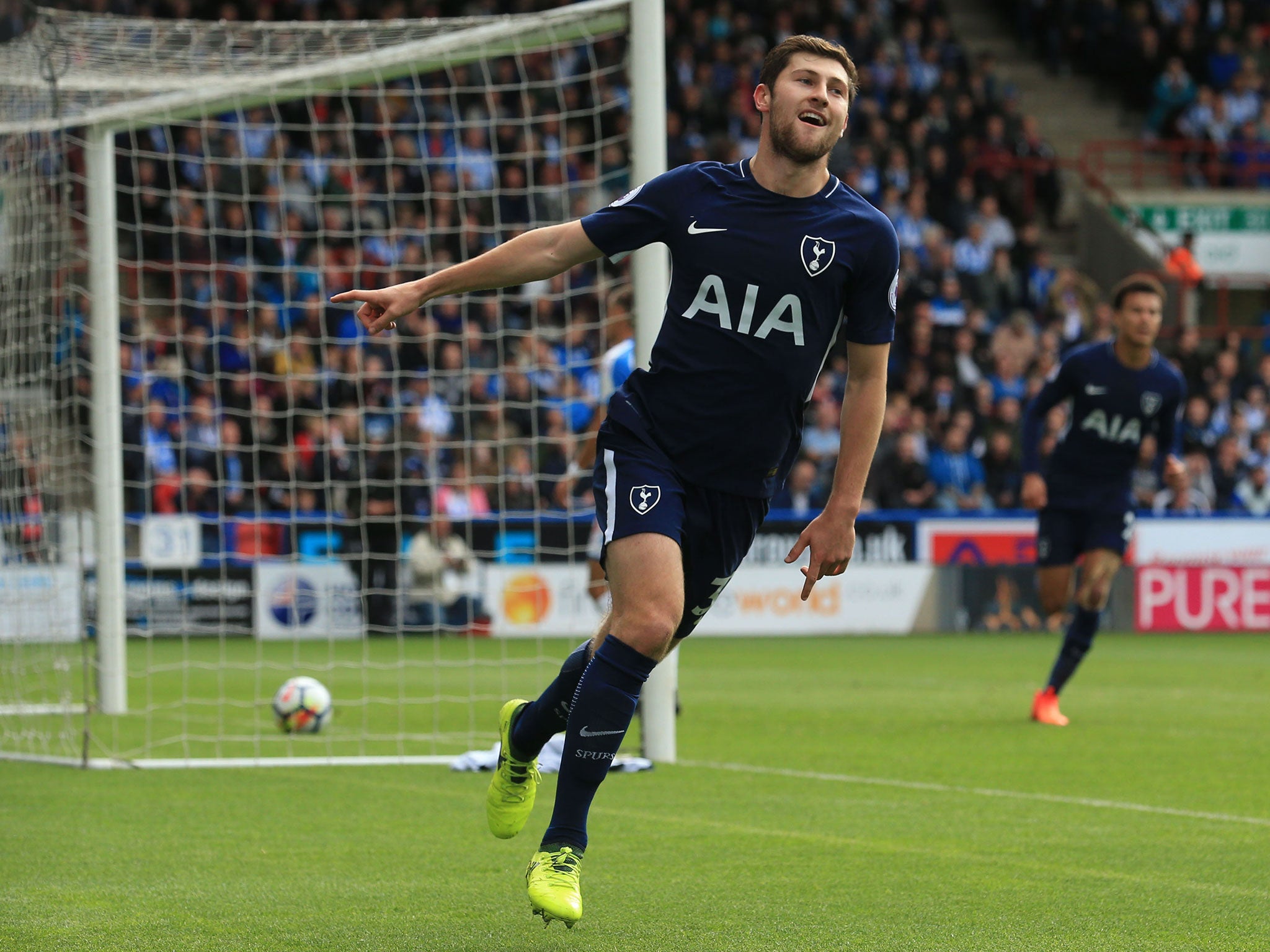 Ben Davies celebrates his well-taken goal for Tottenham
