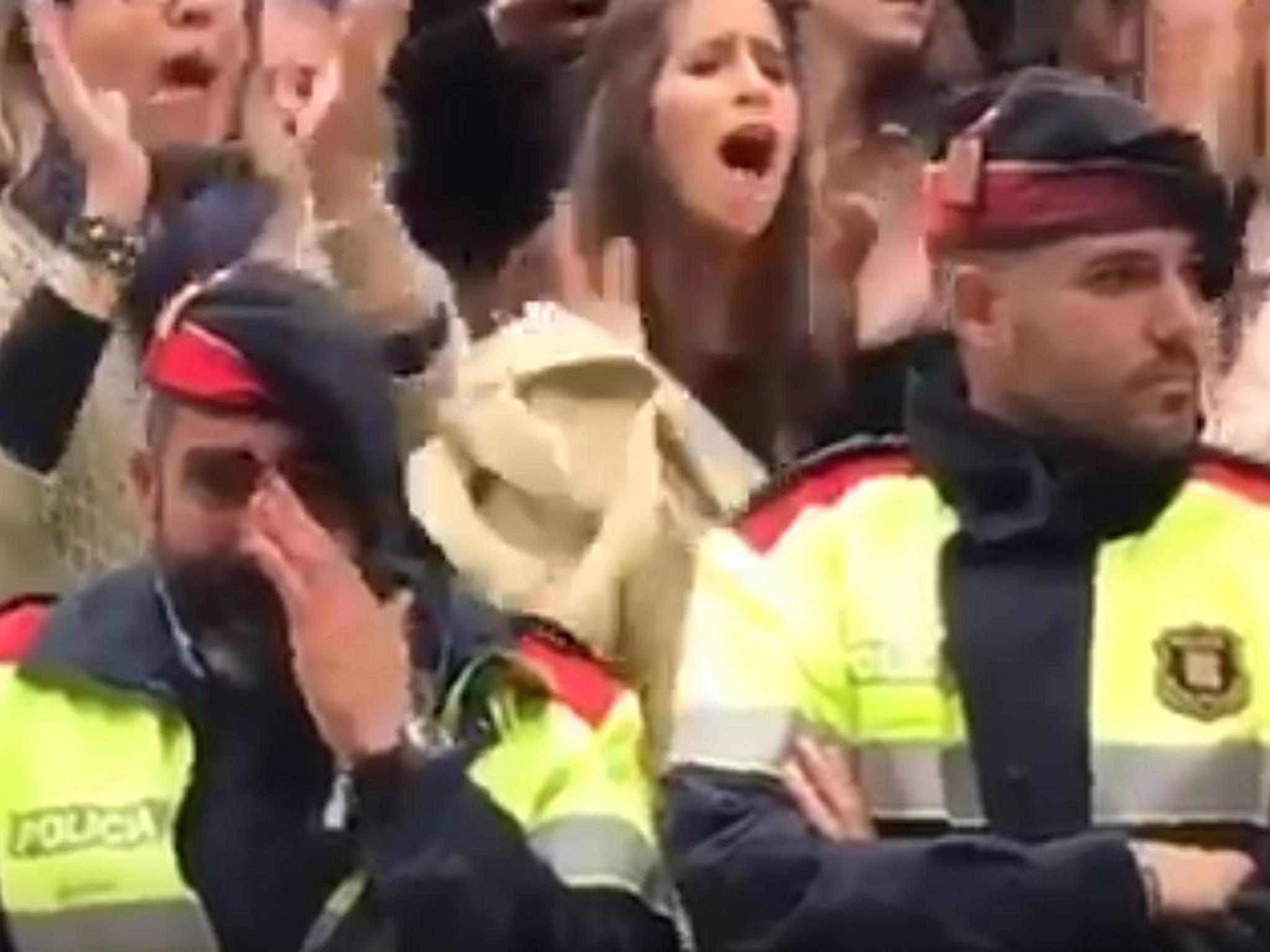 Police officers moved to tears as they protect Catalan voters