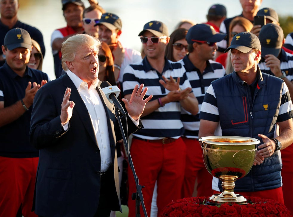 Donald Trump dedicates Presidents Cup win to hurricane victims as