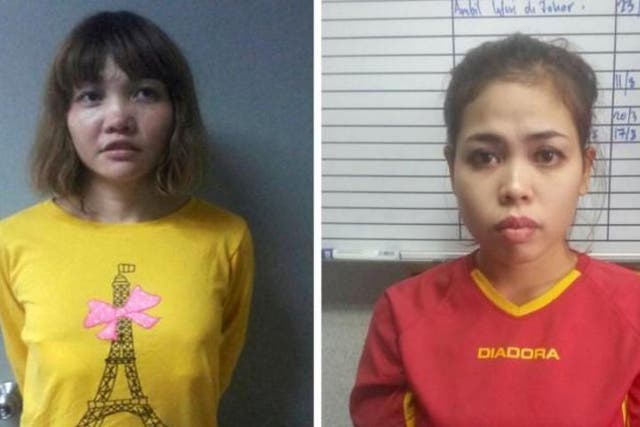Vietnamese Doan Thi Huong (left) and Indonesian Siti Aisyah claim they thought they were participating in a reality TV prank, not a murder