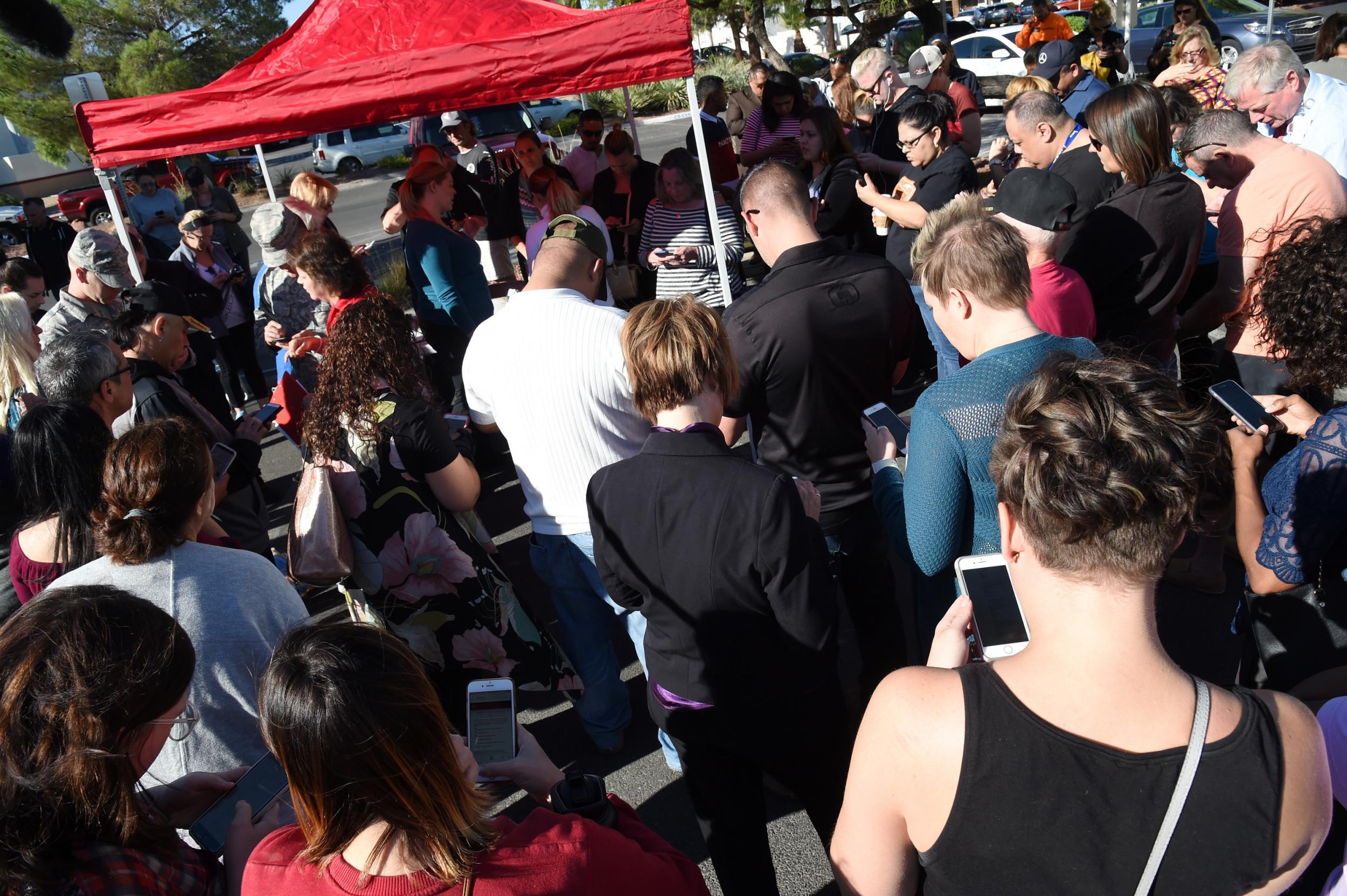 A large group of people gather to donate blood at a special United Blood Services drive at a University Medical Center facility