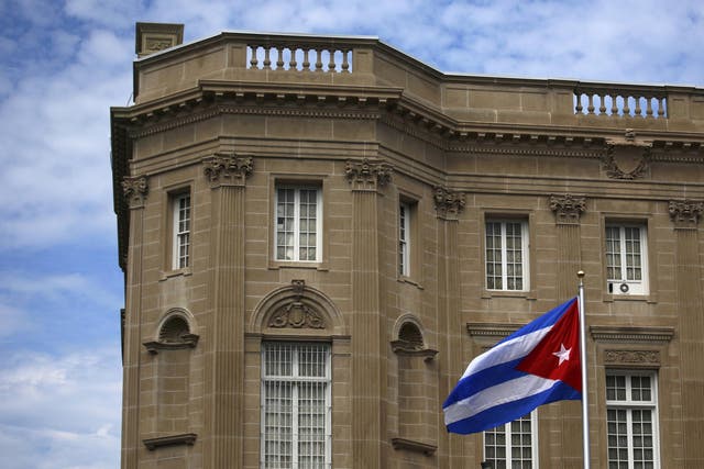 The Cuban flag flies outside the country's Washington embassy