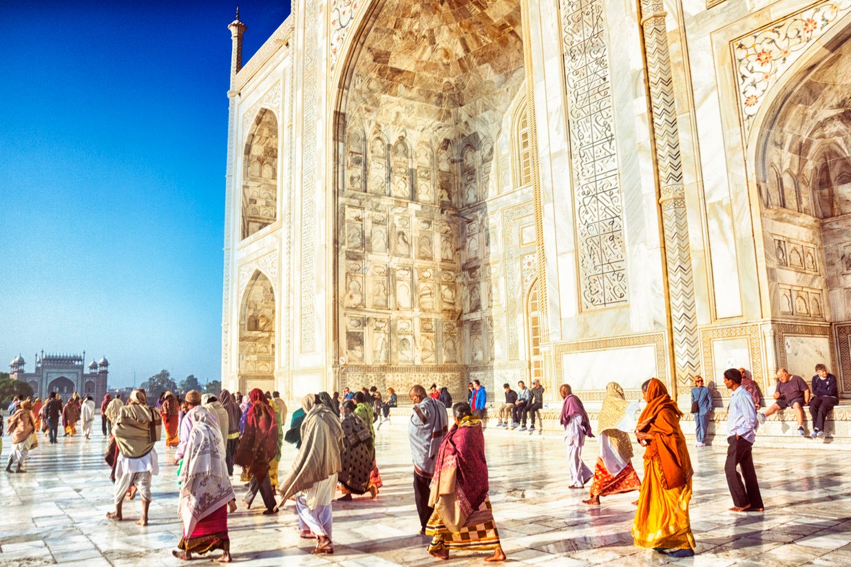 Seven million tourists visit the Taj Mahal in Agra each year