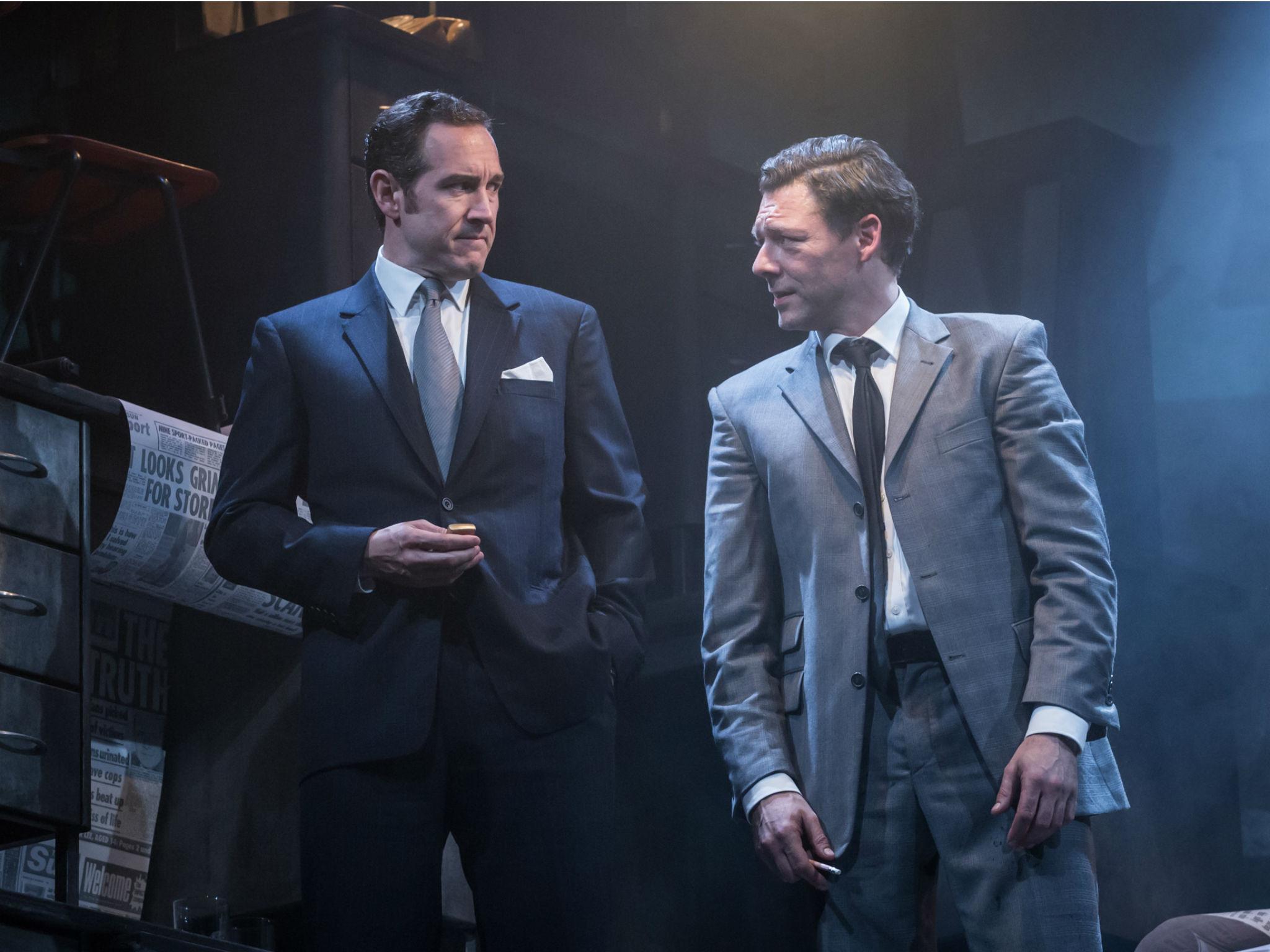 Richard Coyle (left) as Larry Lamb, the editor who took The Sun to places that the young Rupert Murdoch (Bertie Carvel) hadn’t dared to dream
