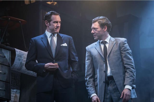Richard Coyle (left) as Larry Lamb, the editor who took The Sun to places that the young Rupert Murdoch (Bertie Carvel) hadn’t dared to dream
