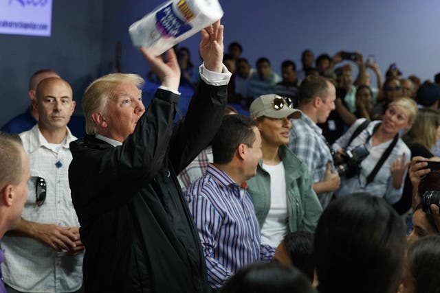The President visited Puerto Rico, where he visited an aid distribution centre