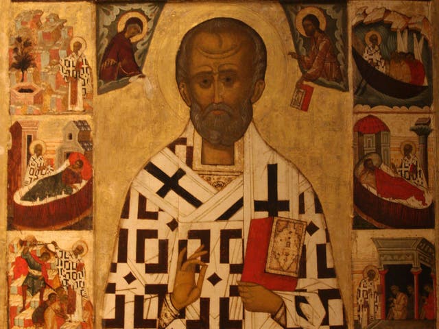 St Nicholas, depicted in a Russian motif, is an important figure across Christianity