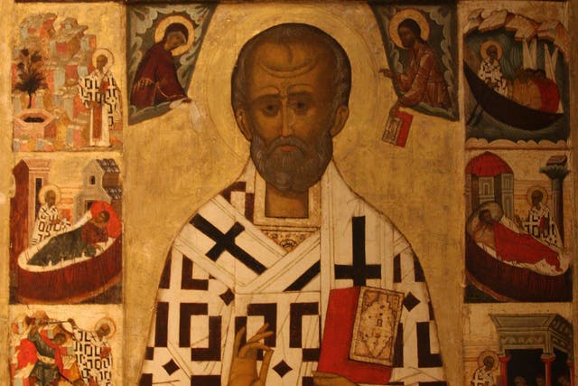 St Nicholas, depicted in a Russian motif, is an important figure across Christianity