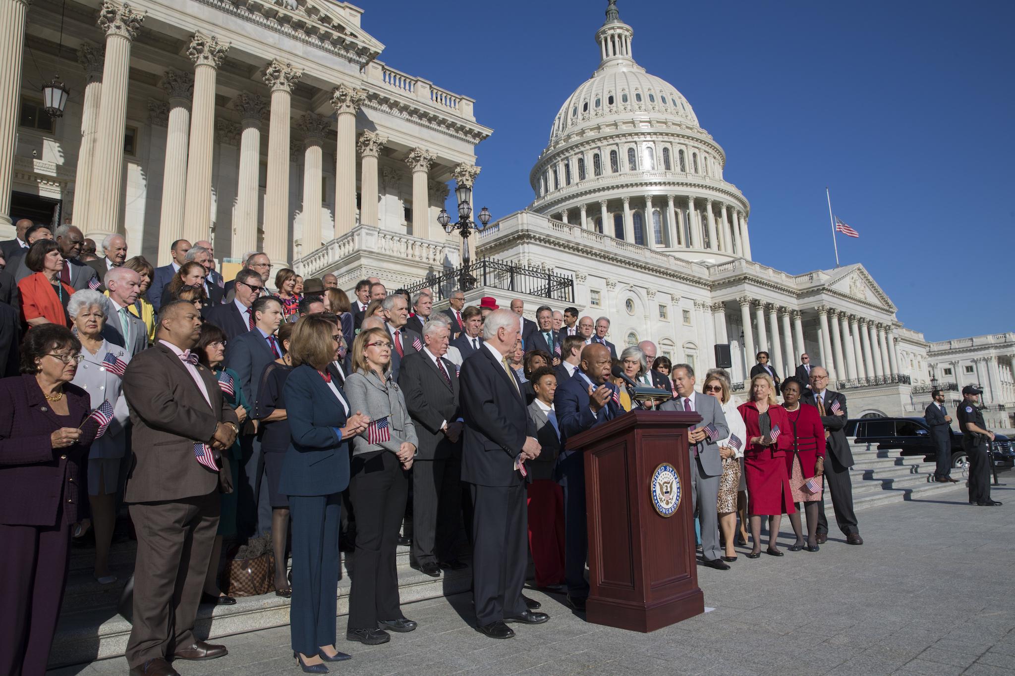 House Democrats on the steps of the Capitol call for action on gun safety legislation