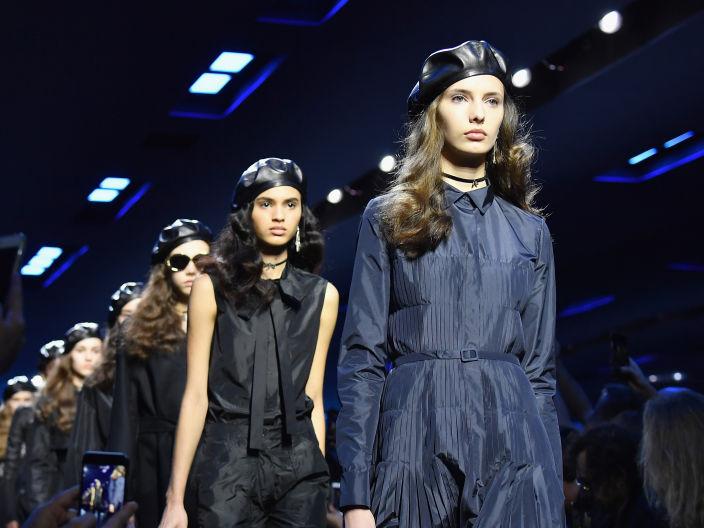 Models sport berets during the Christian Dior show as part of Paris Fashion Week