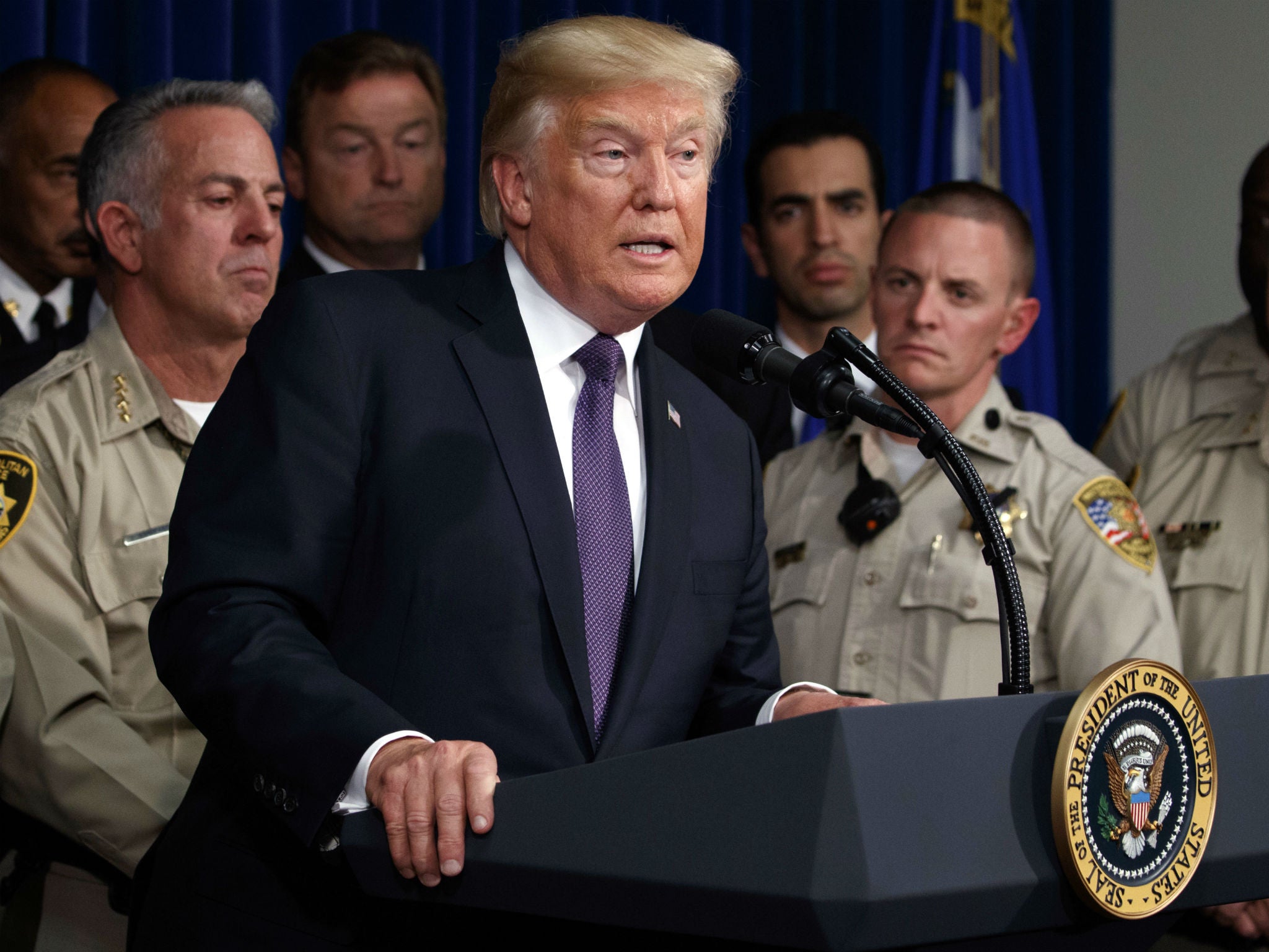 President Trump praised first responders and citizens who are donating blood