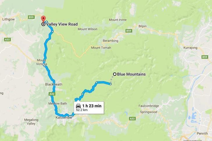 The error was fixed this morning. Google Maps now places Blue Mountains in the centre of the park