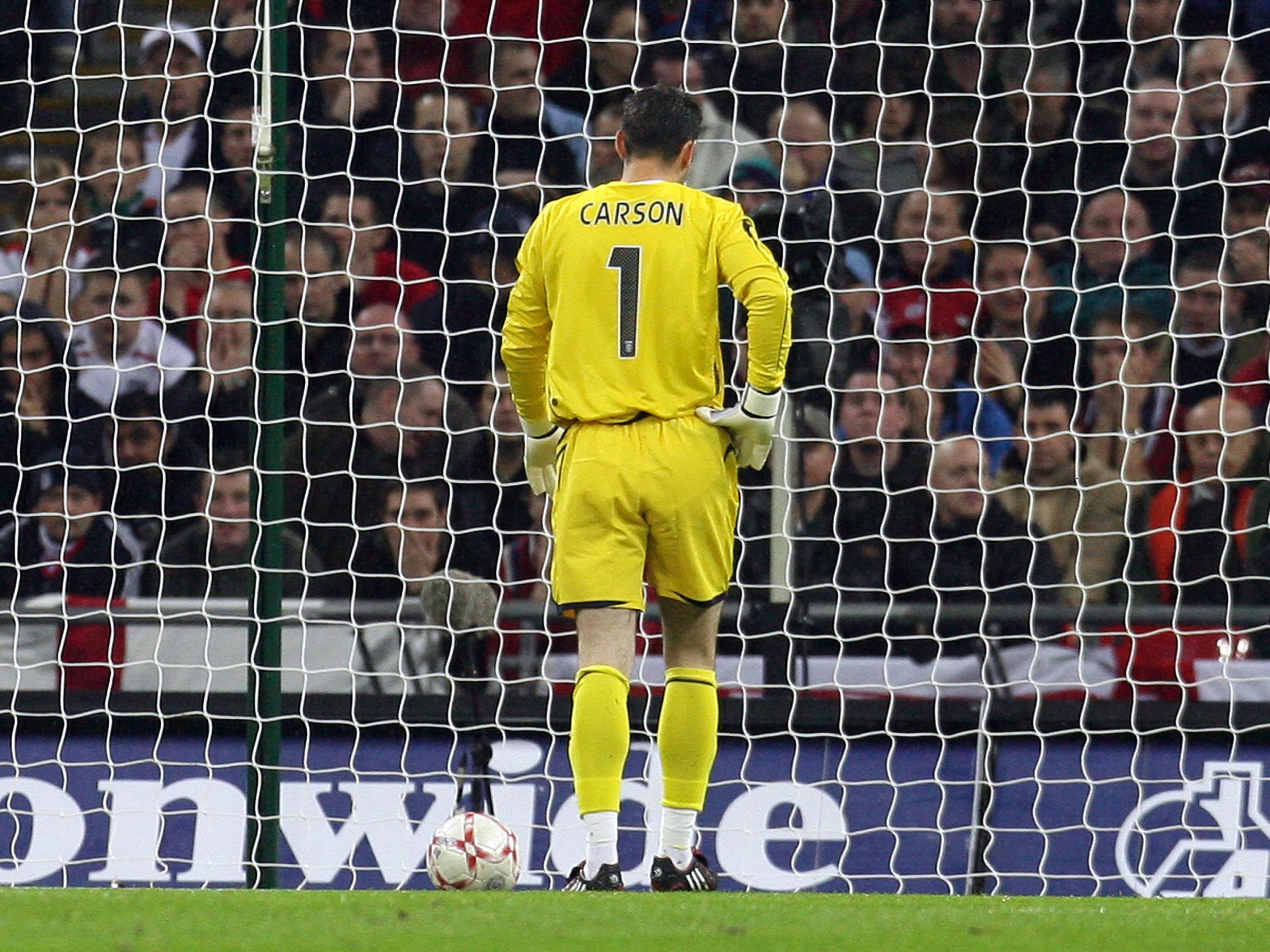 Scott Carson picks the ball out of his net during England's 2007 defeat to Croatia