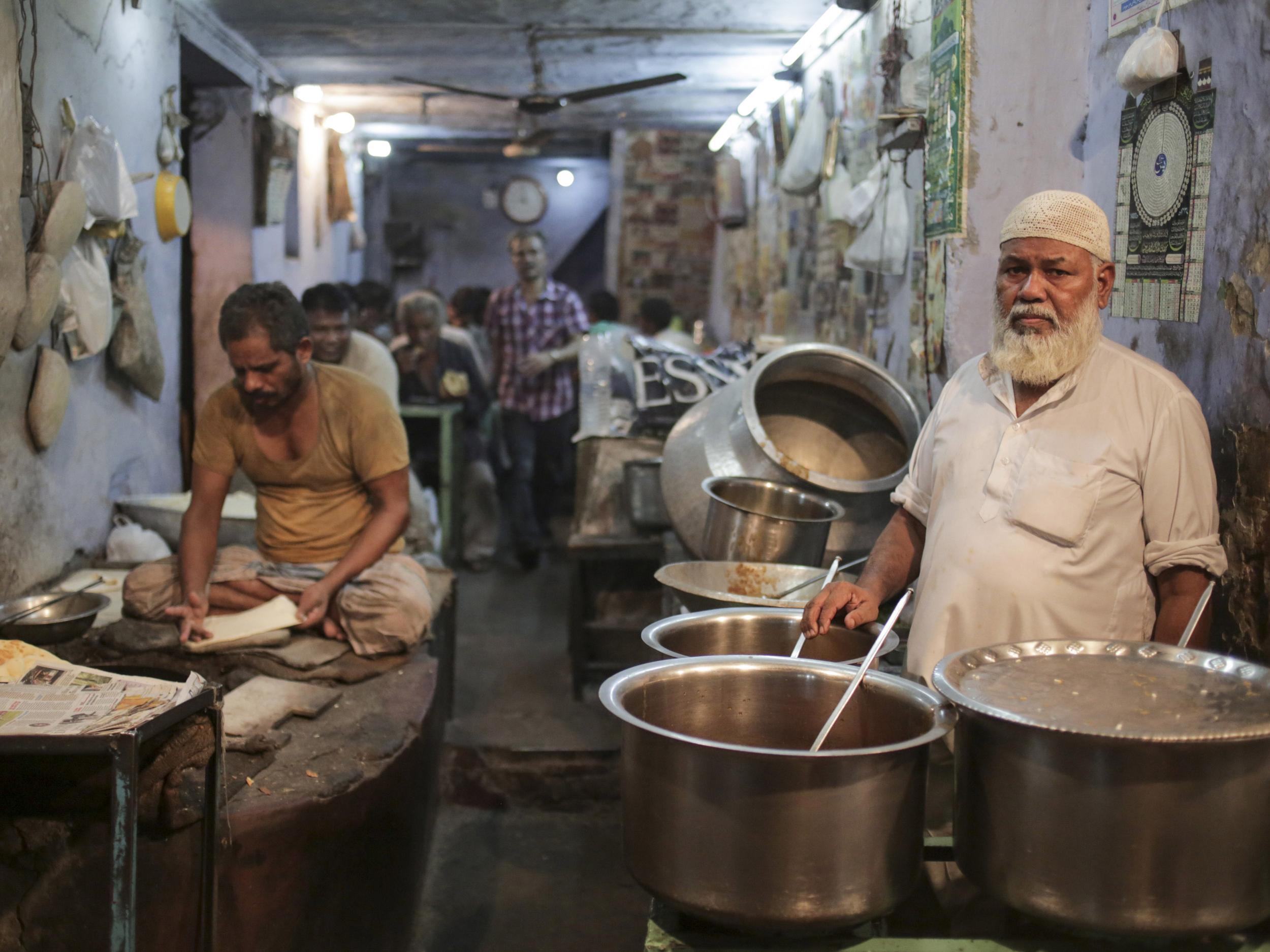 A greasy-spoon caff serves punters in Old Delhi