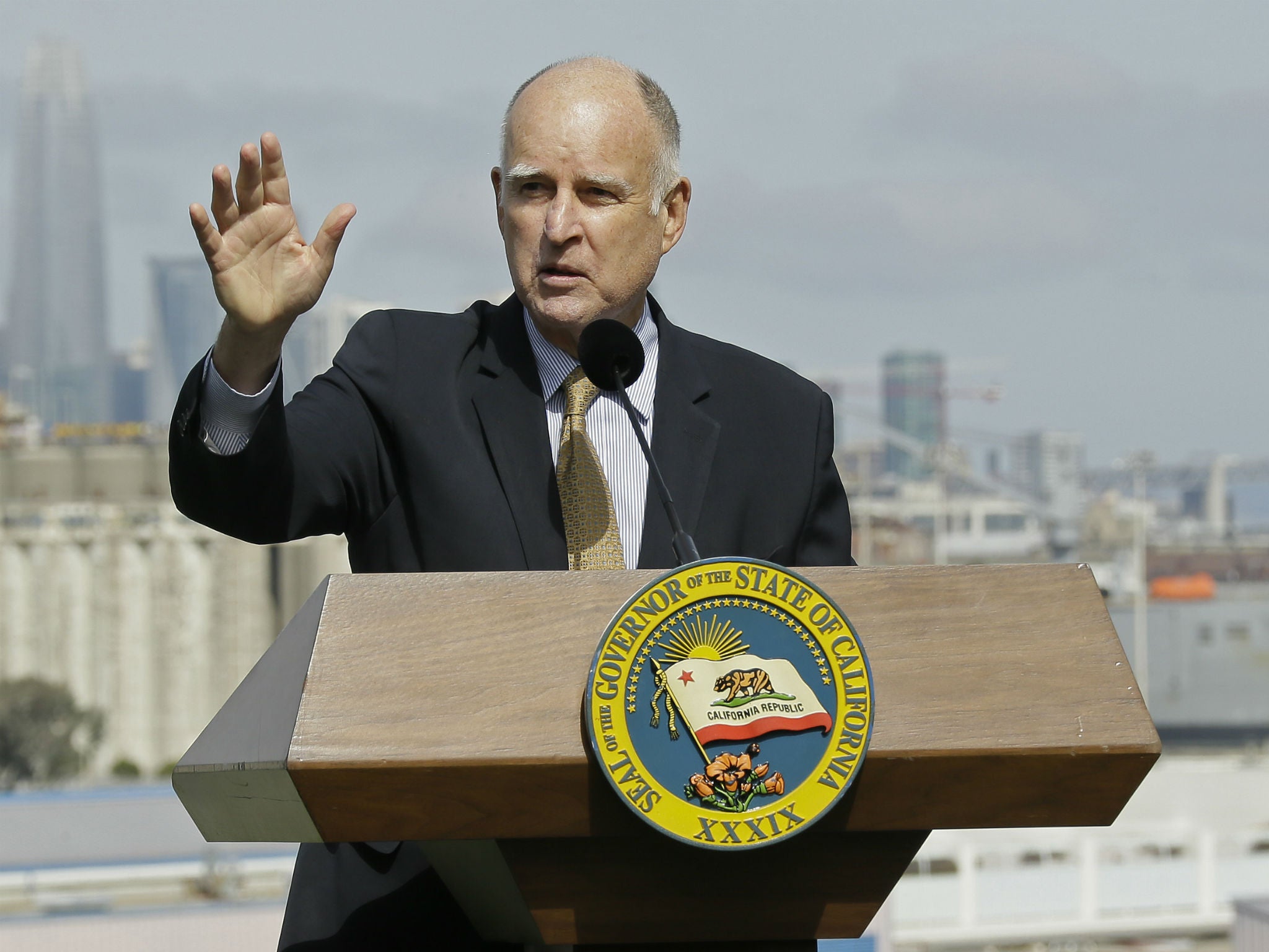 California Gov Jerry Brown, seen here on Sept. 29, 2017, in San Francisco, has struck a blow against the Trump administration's deportation efforts