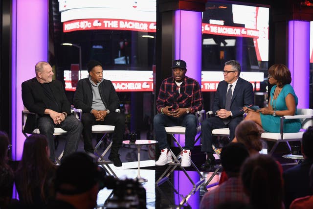 Harvey Weinstein, Jay Z, Michael Che, Jeffrey Toobin, and Gayle King speak onstage during TIME AND PUNISHMENT: A Town Hall Discussion, March 2017, New York