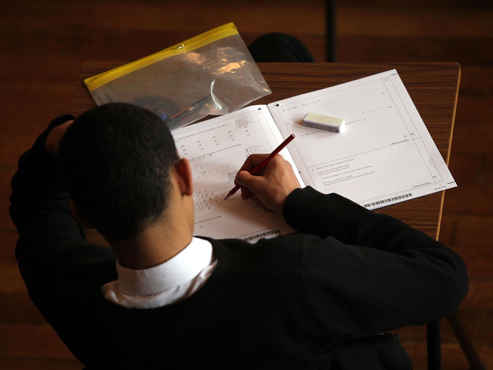 Child taking exam