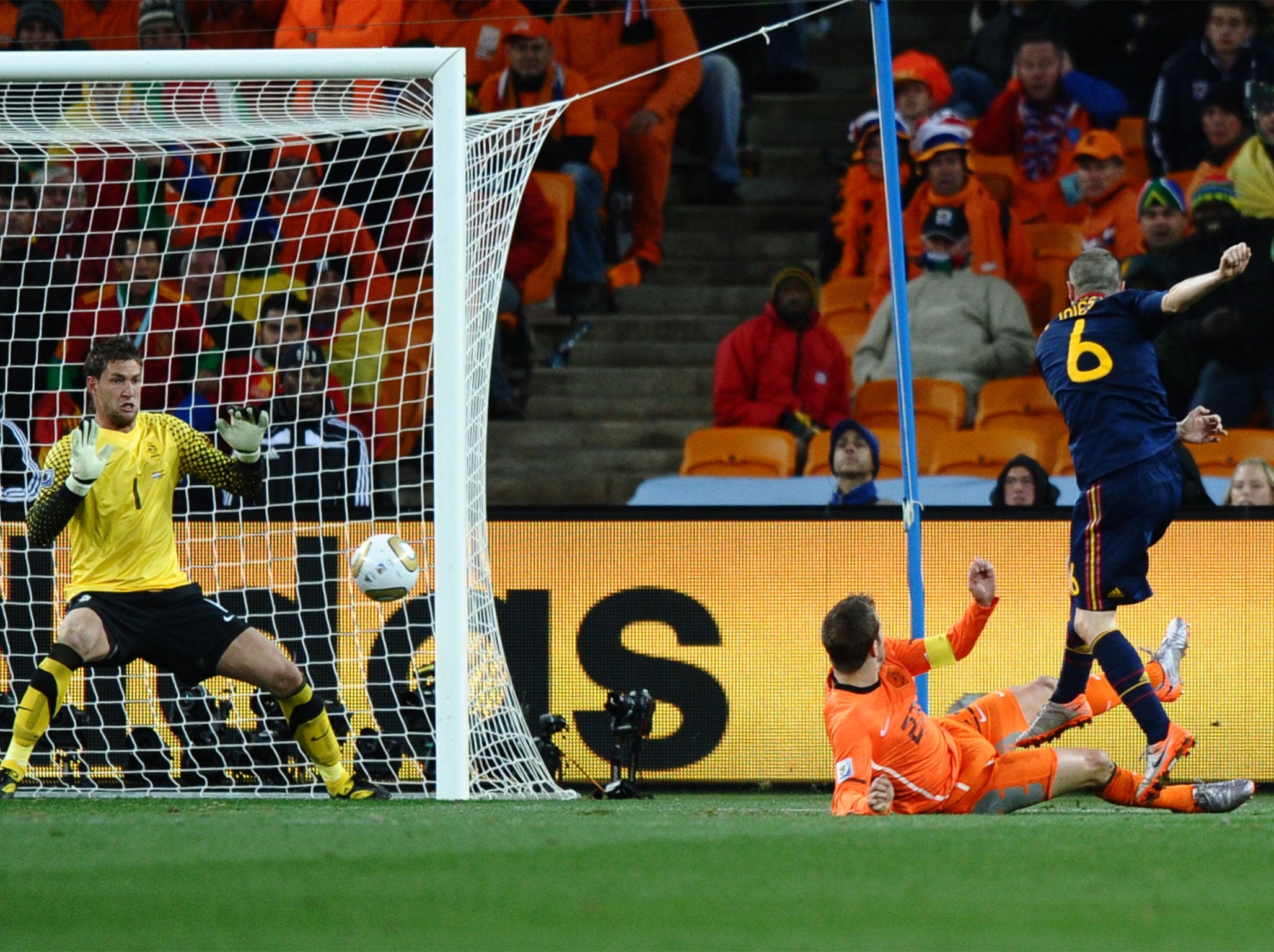 Iniesta nets the extra-time winner in the 2010 World Cup final