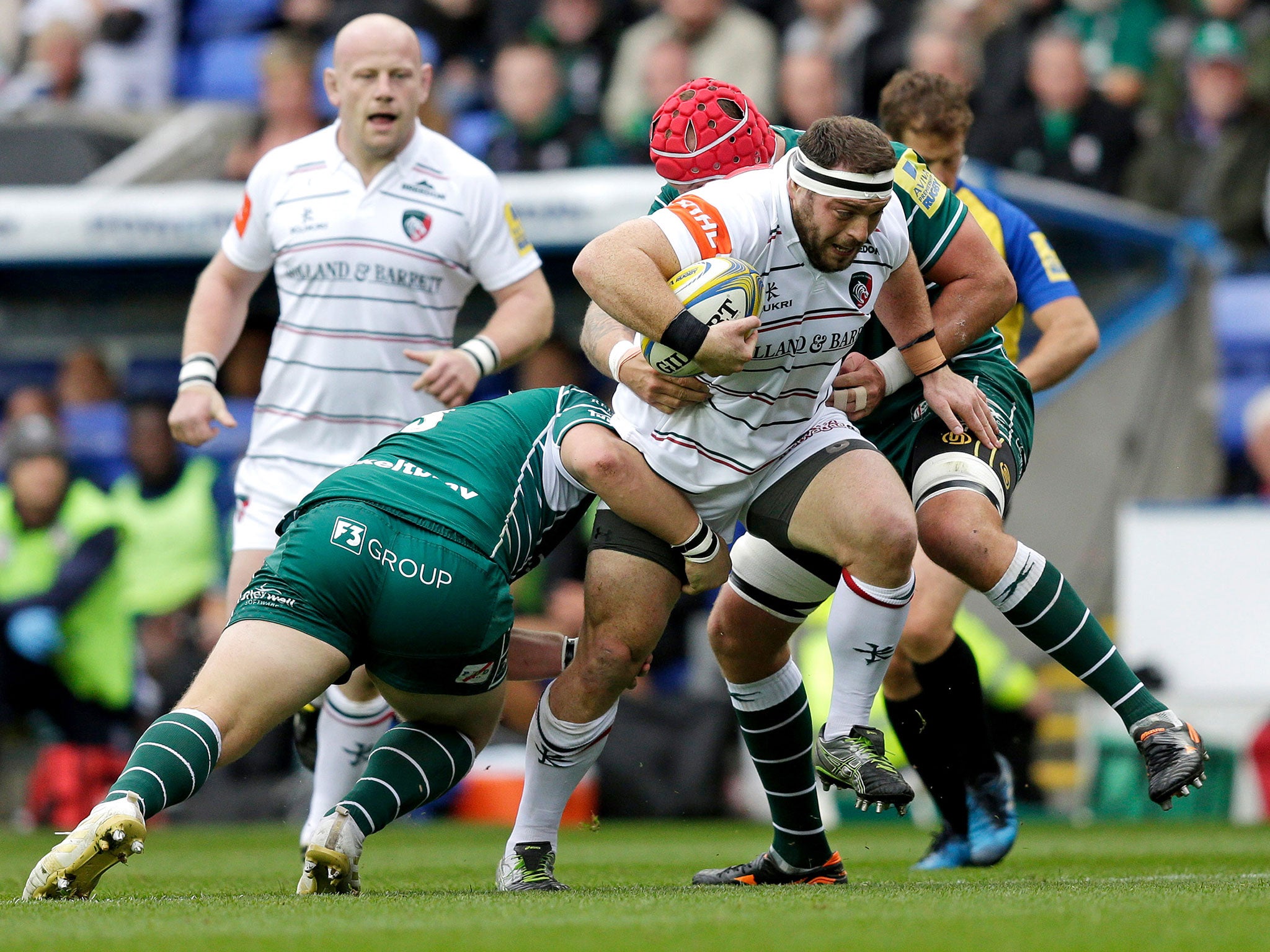 Greg Bateman is tackled by Petrus Du Plessis