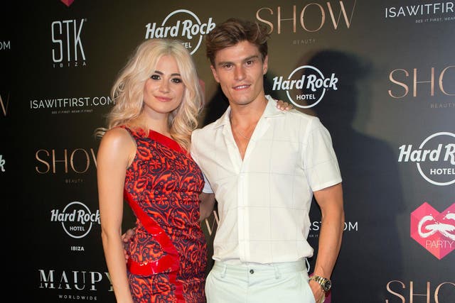Pixie Lott and Oliver Cheshire attends the Global Gift Gala party at STK Ibiza on July 21, 2017 in Ibiza, Spain