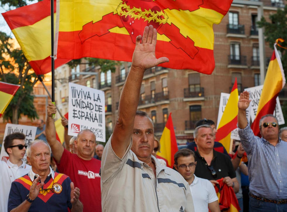 Far-right protesters give fascist salutes in Madrid as thousands rally ...
