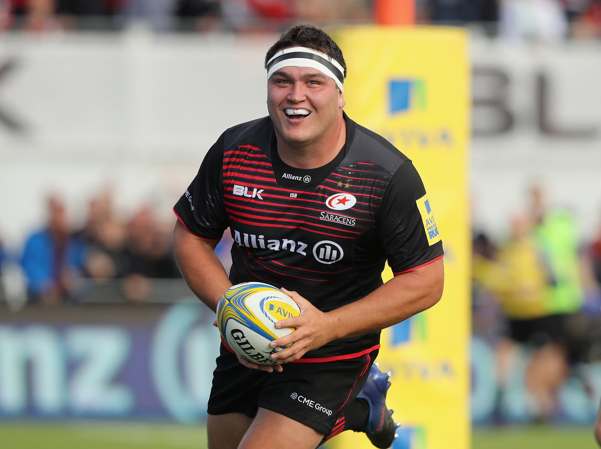 George scored a hat-trick for Saracens