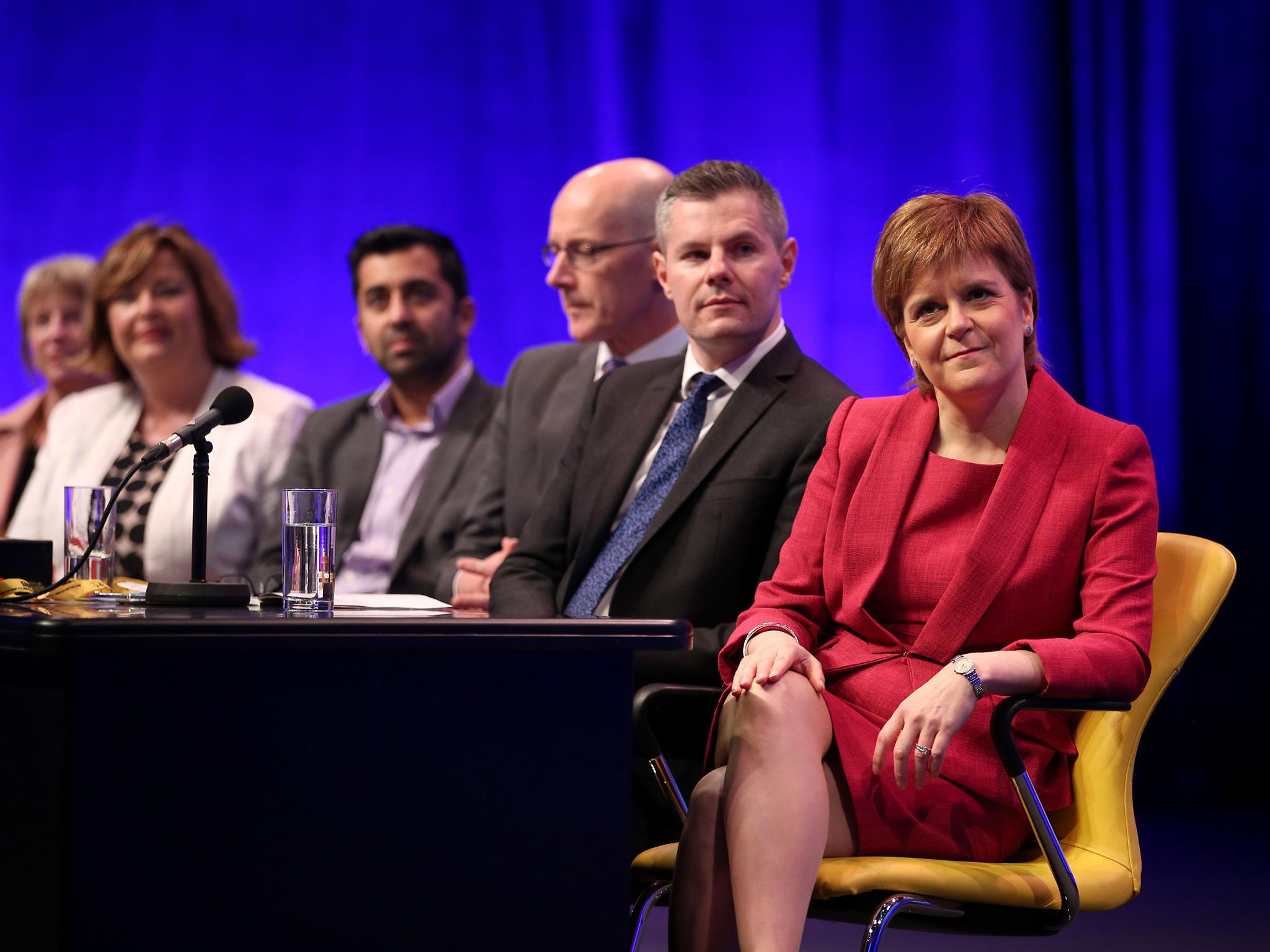 Positioning: Nicola Sturgeon (right) and her Cabinet want to set themselves apart from the Tory Government