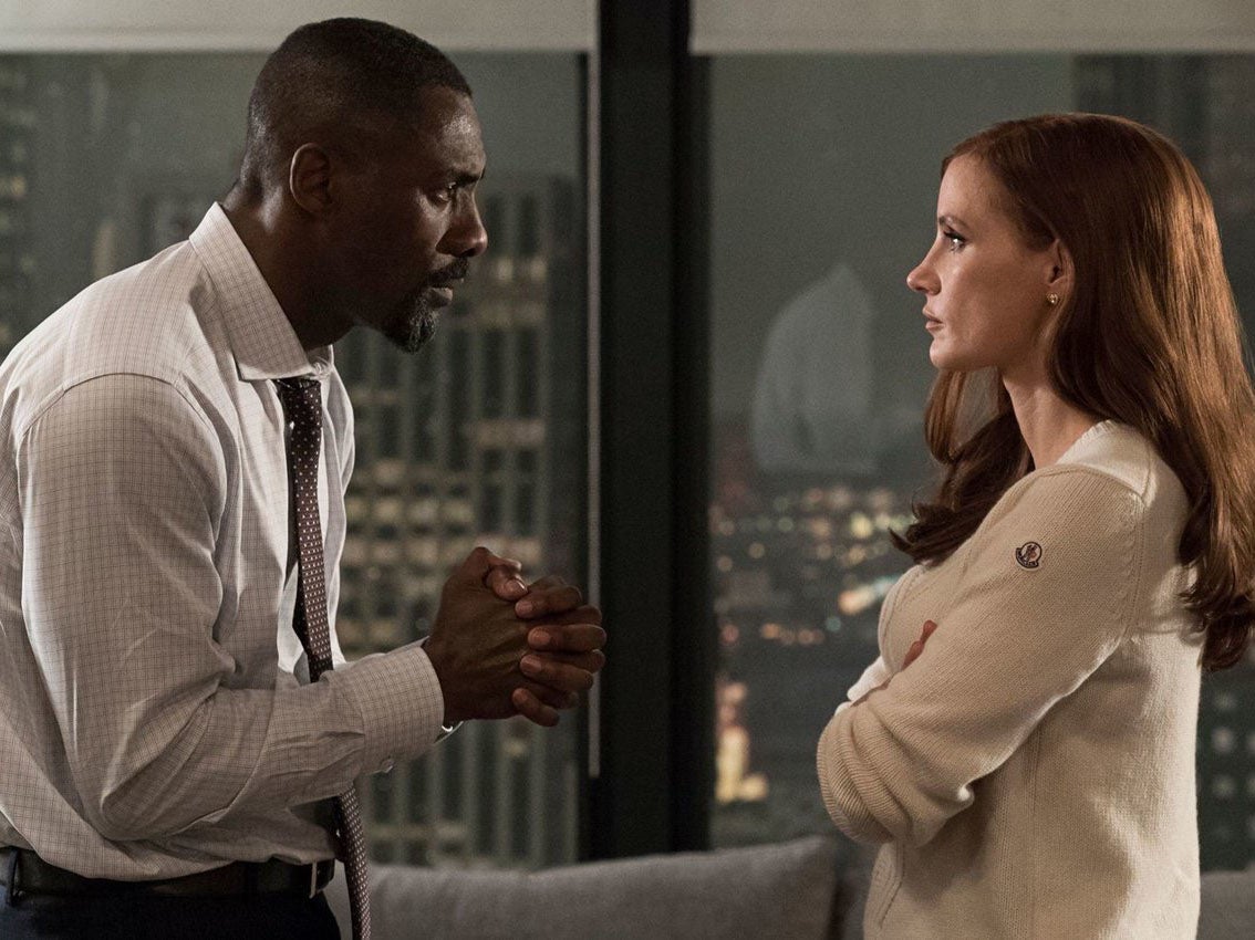 Poker faces: Elba and Chastain star opposite each other in ‘Molly’s Game’