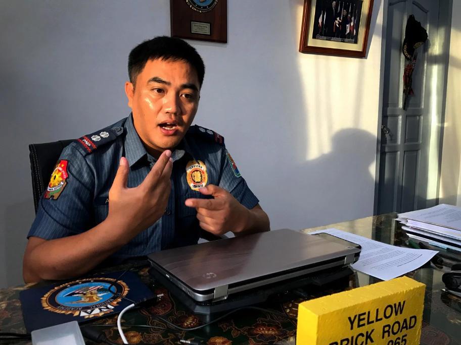 Police Chief Byron Allatog at the police station in Bogo City, Philippines