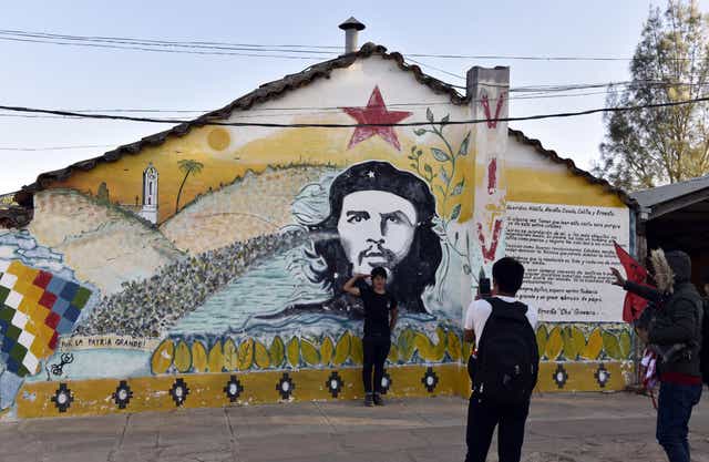 Murals of Che are on the walls around Vallegrande, just as they are in Cuba