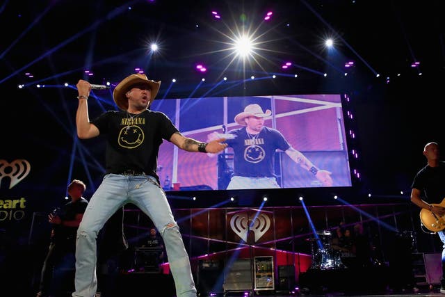 Jason Aldean performs onstage during the 2017 iHeartCountry Festival