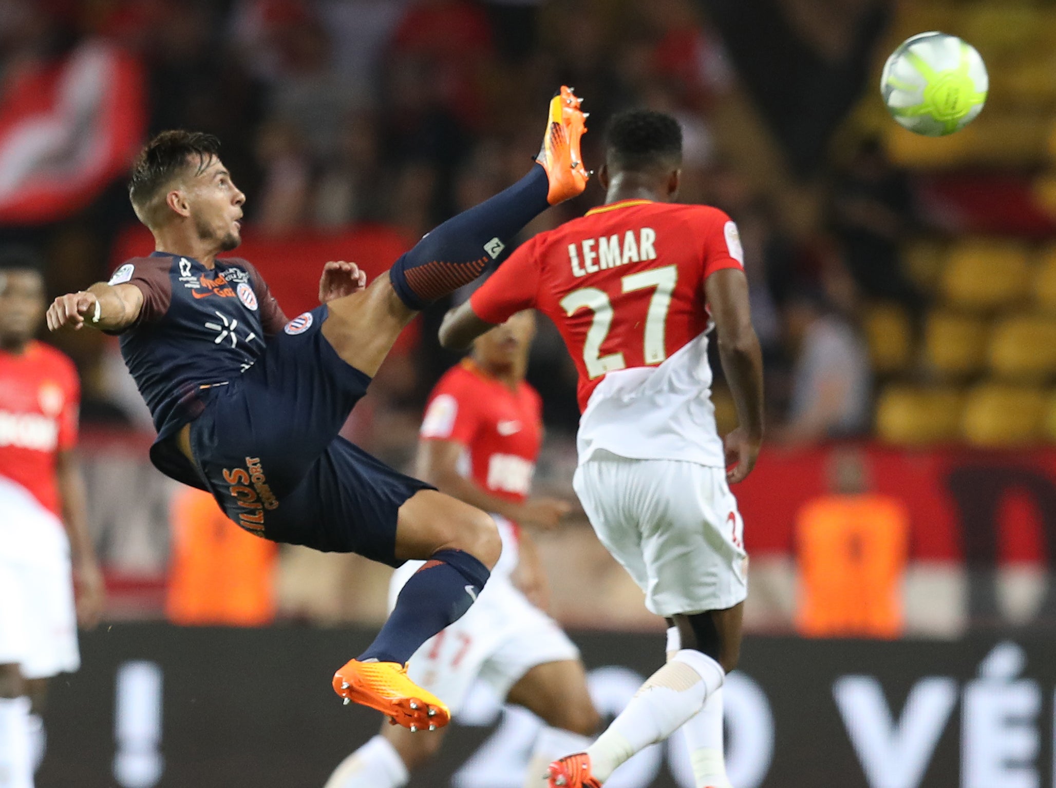 Aguilar in action for Montpellier against Monaco