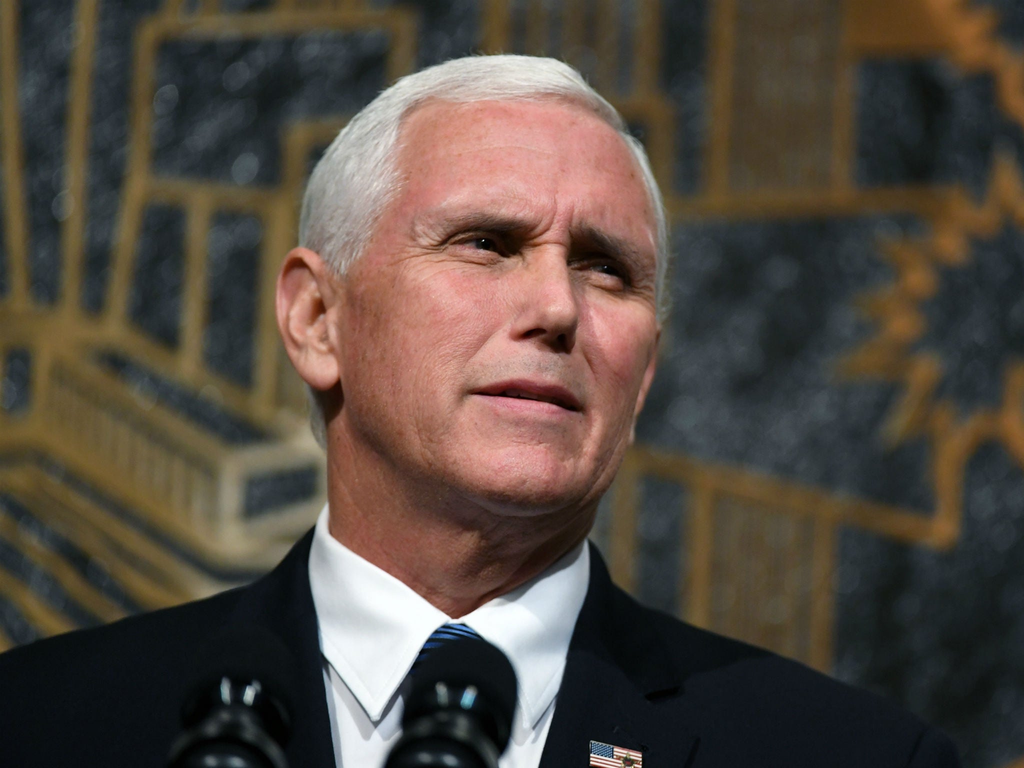 Vice President Mike Pence, seen here in Las Vegas on October 7, 2017, has faced criticism for the cost of his flight to Indianapolis